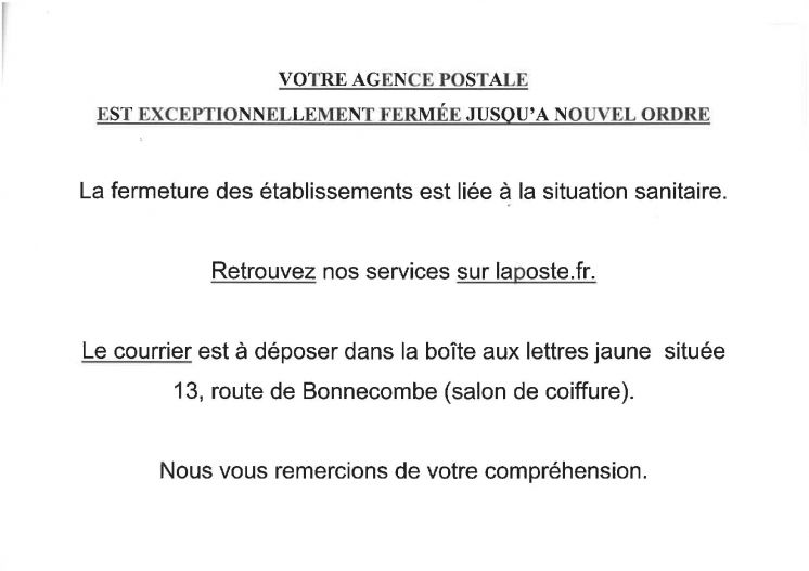 Information à la population : Covid19