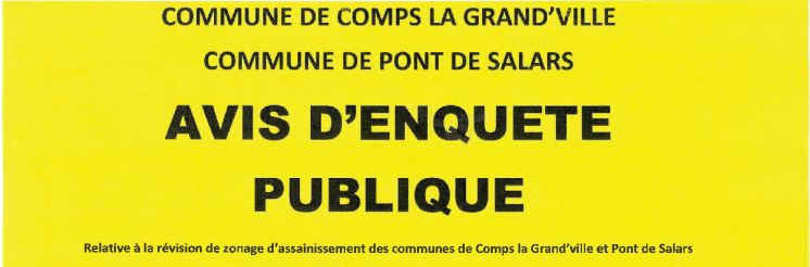 Information à la population : Avis d'enquête publique révision du zonage de l'assainissement