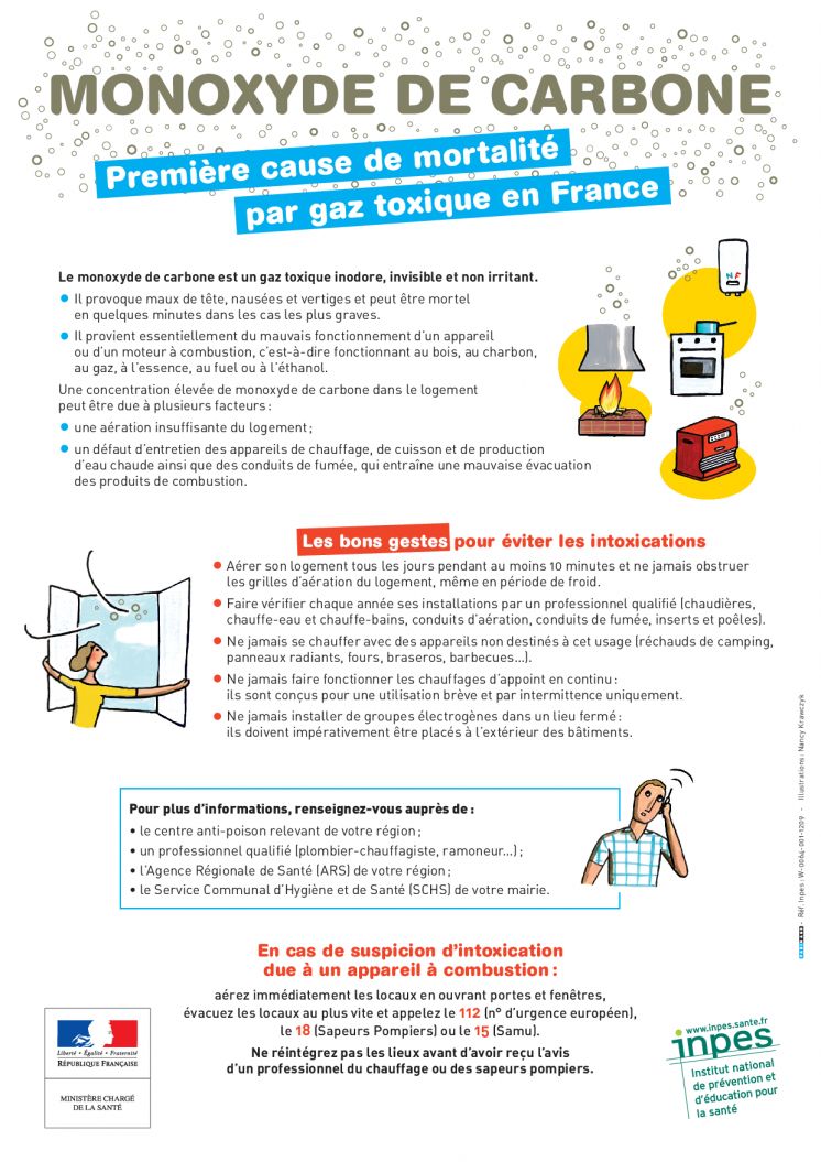 Campagne de pr&eacute;vention et d'information sur les risques li&eacute;s au monoxyde de carbone