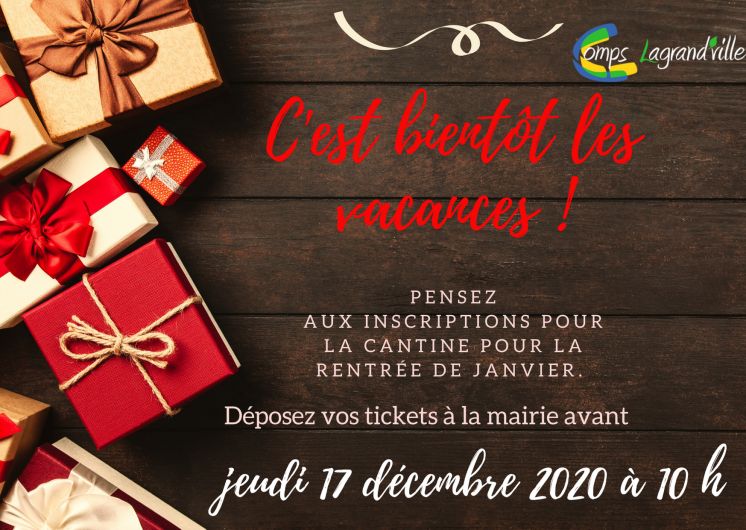 Cantine : Rentr&eacute;e de Janvier 2021