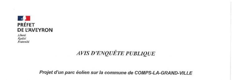 Information à la population : Avis d'enquête publique