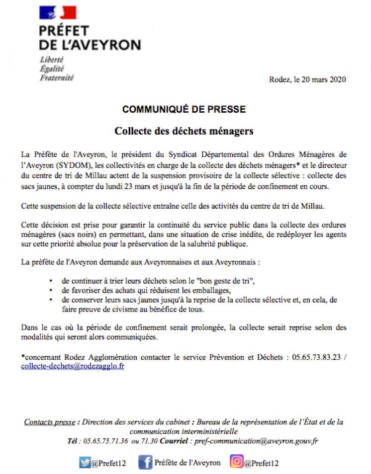 Information &agrave; la population : Collecte des d&eacute;chets