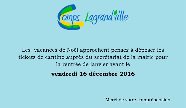 Cantine : Rentrée 2016