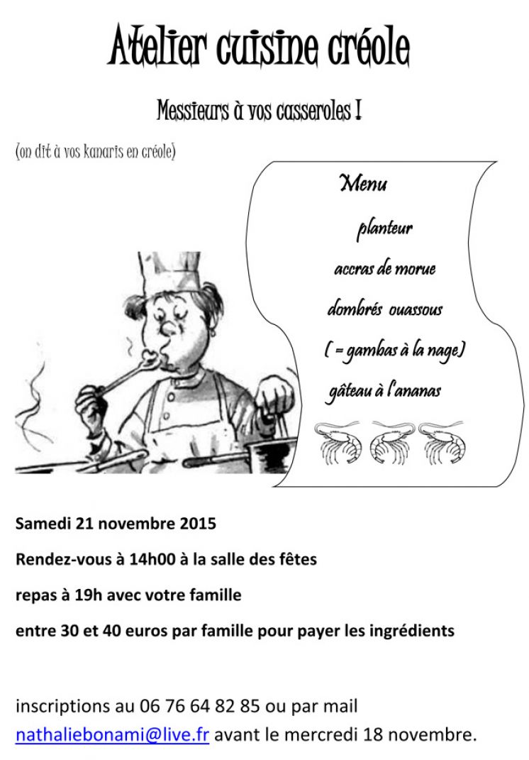 Atelier cuisine Cr&eacute;ole